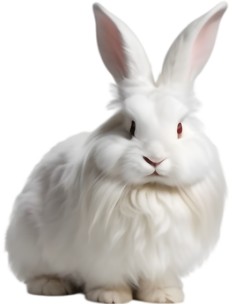 Adorable fluffy bunnies with long ears. AI-generated. png