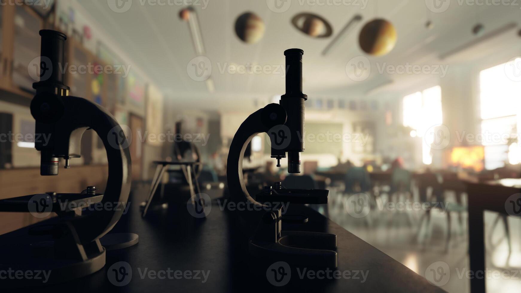 A table with some microscopes on it photo