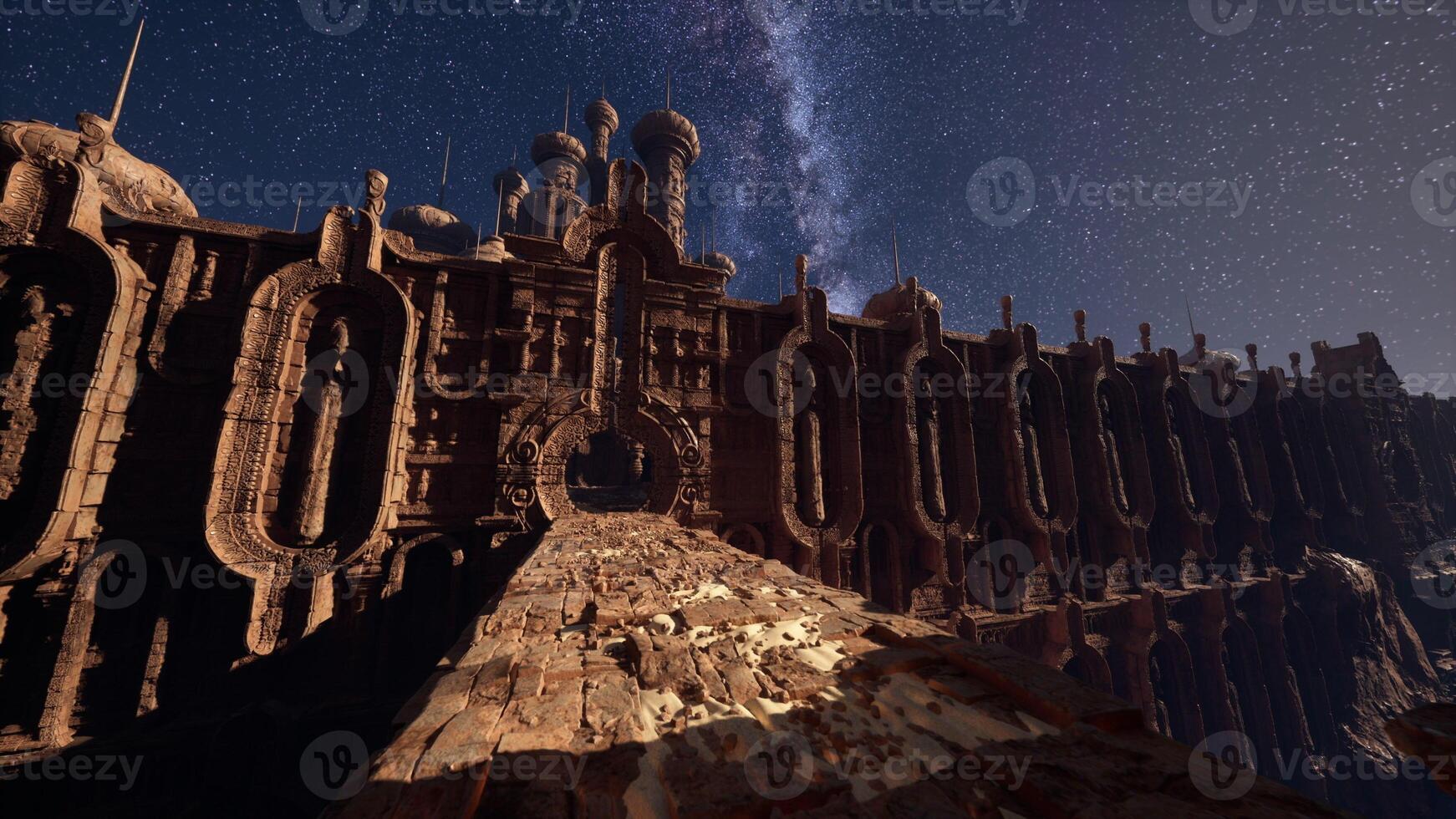 A very tall building with a lot of stars in the sky photo