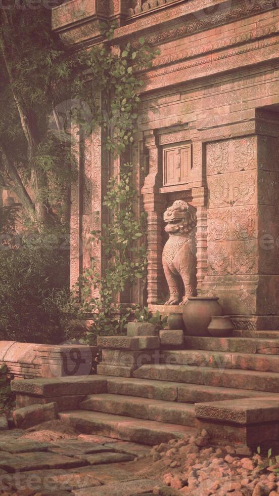 Stone Building With Lion Statue photo
