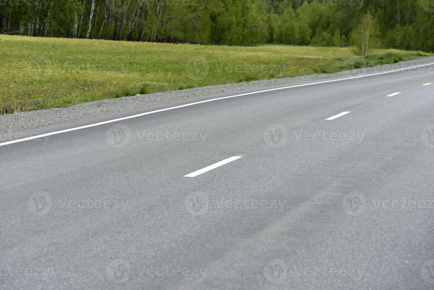 High-speed asphalt road in the spring forest. Country road. photo