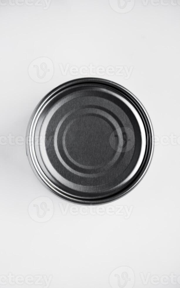A tin can on a white background. A tin can. photo