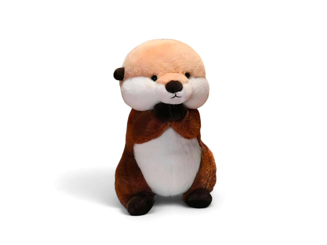 Cute baby otter doll on white background photo