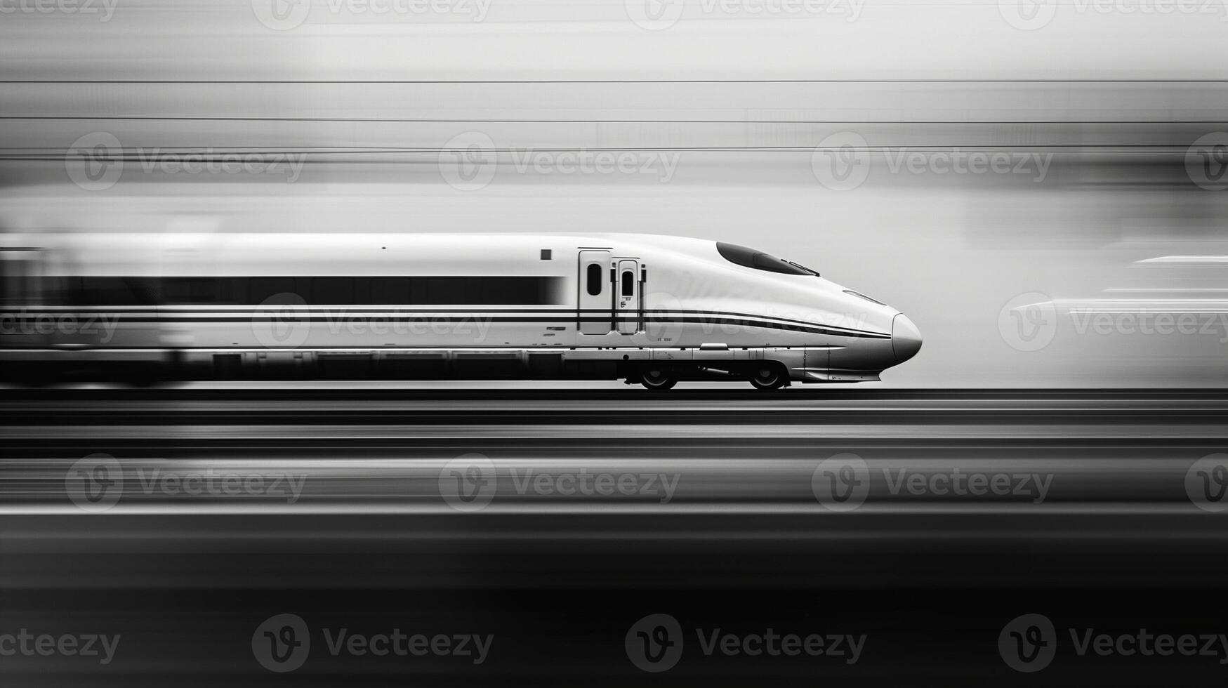 Photo of a high-speed train in motion with a blurred background