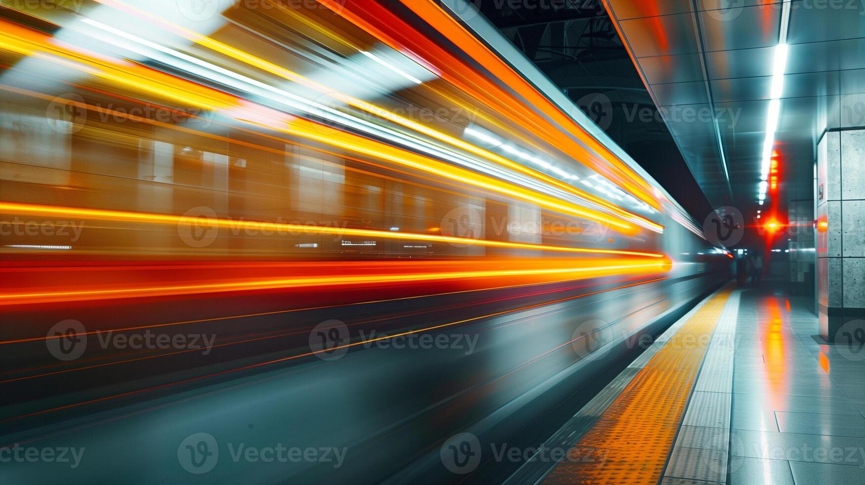 Photo of a high-speed train in motion with a blurred background