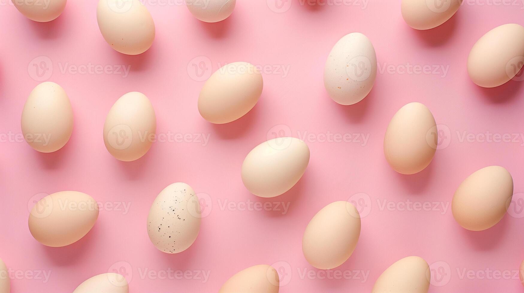 White and orange eggs on bright one colored background photo