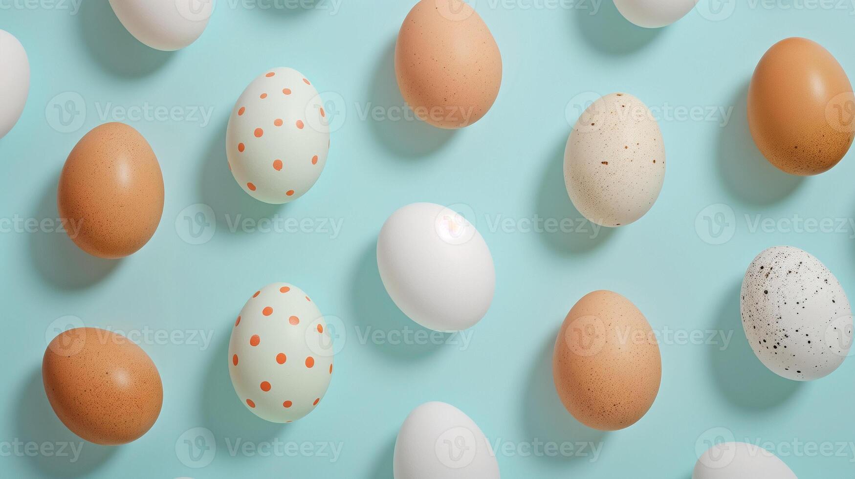 White and orange eggs on bright one colored background photo
