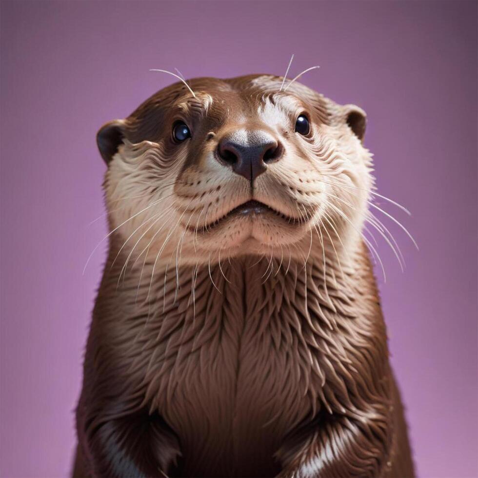 Otter with plain background photo