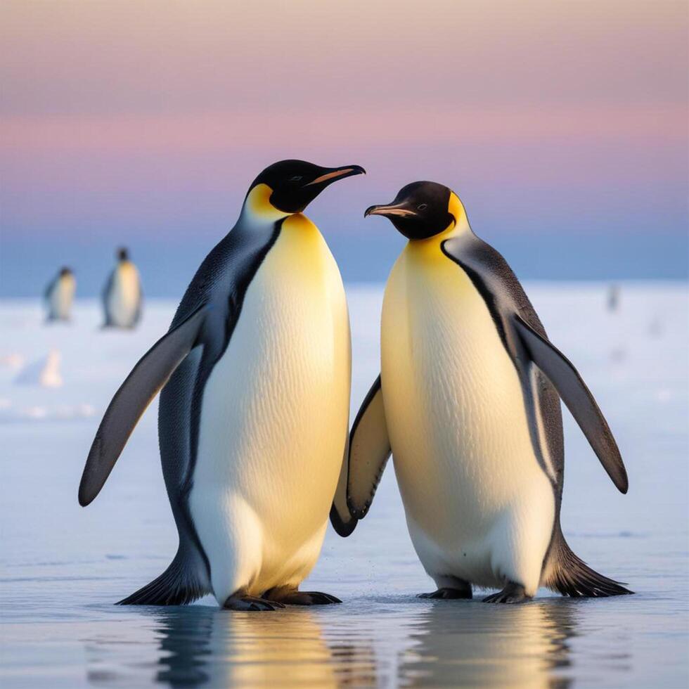 penguins plain background photo