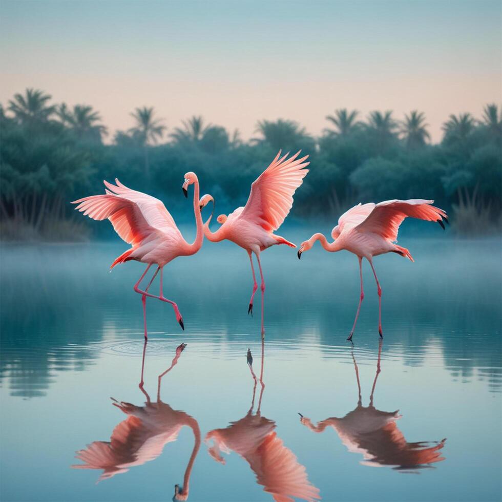 flamingo with gradient background photo