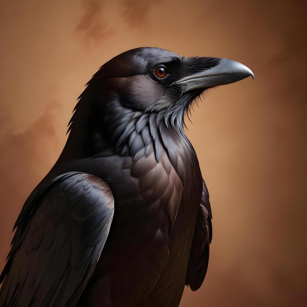 crow realistic plain background photo