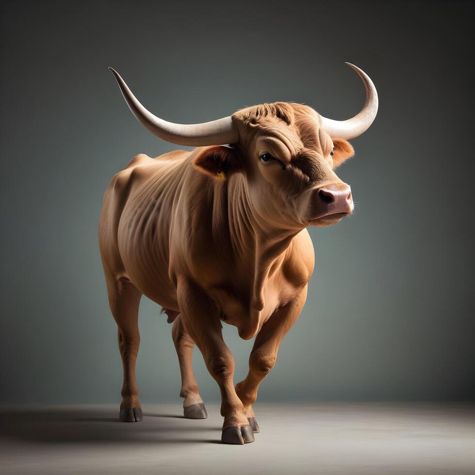 Bull portrait lite background photo