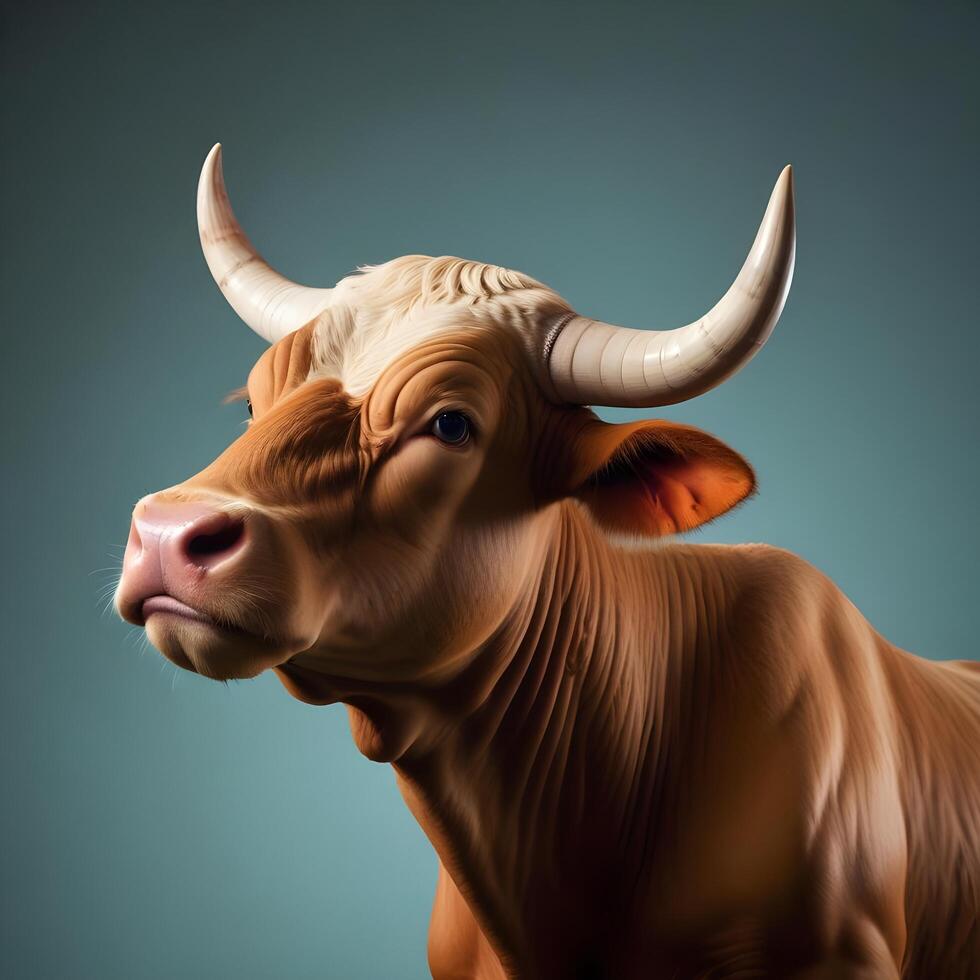Bull portrait lite background photo