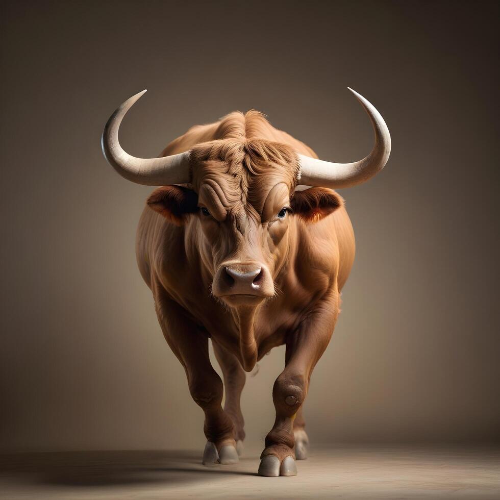 Bull portrait lite background photo