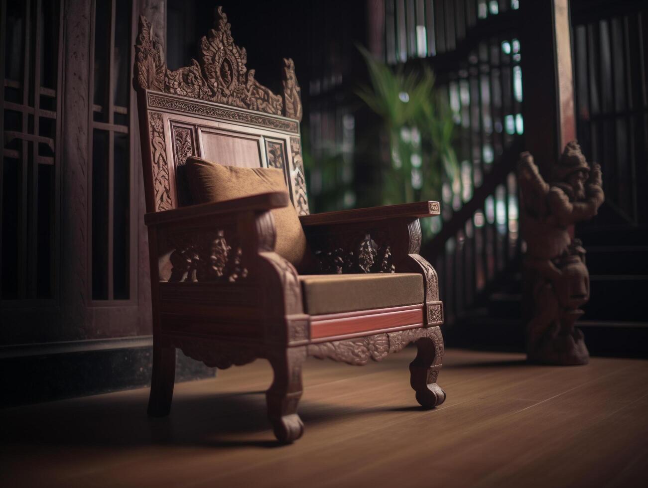 Indonesian Javanese furniture with classical ornaments photo