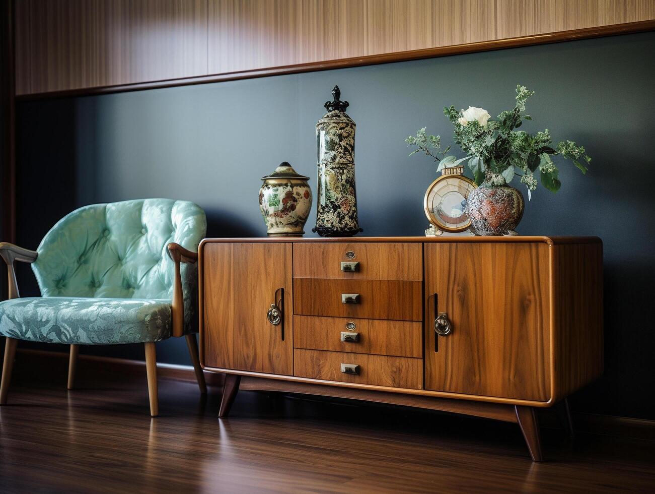 vintage furniture with classical ornaments photo