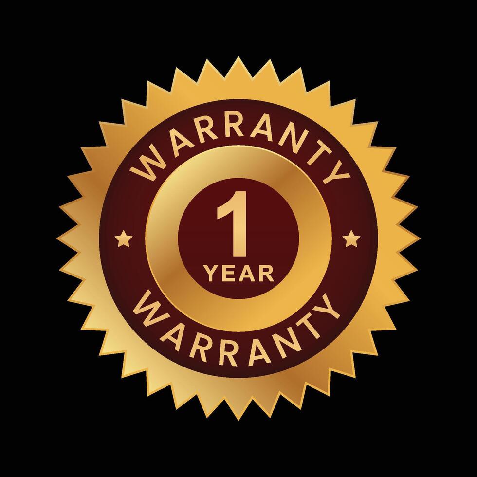 1 year warranty icon badge packaging sticker vector