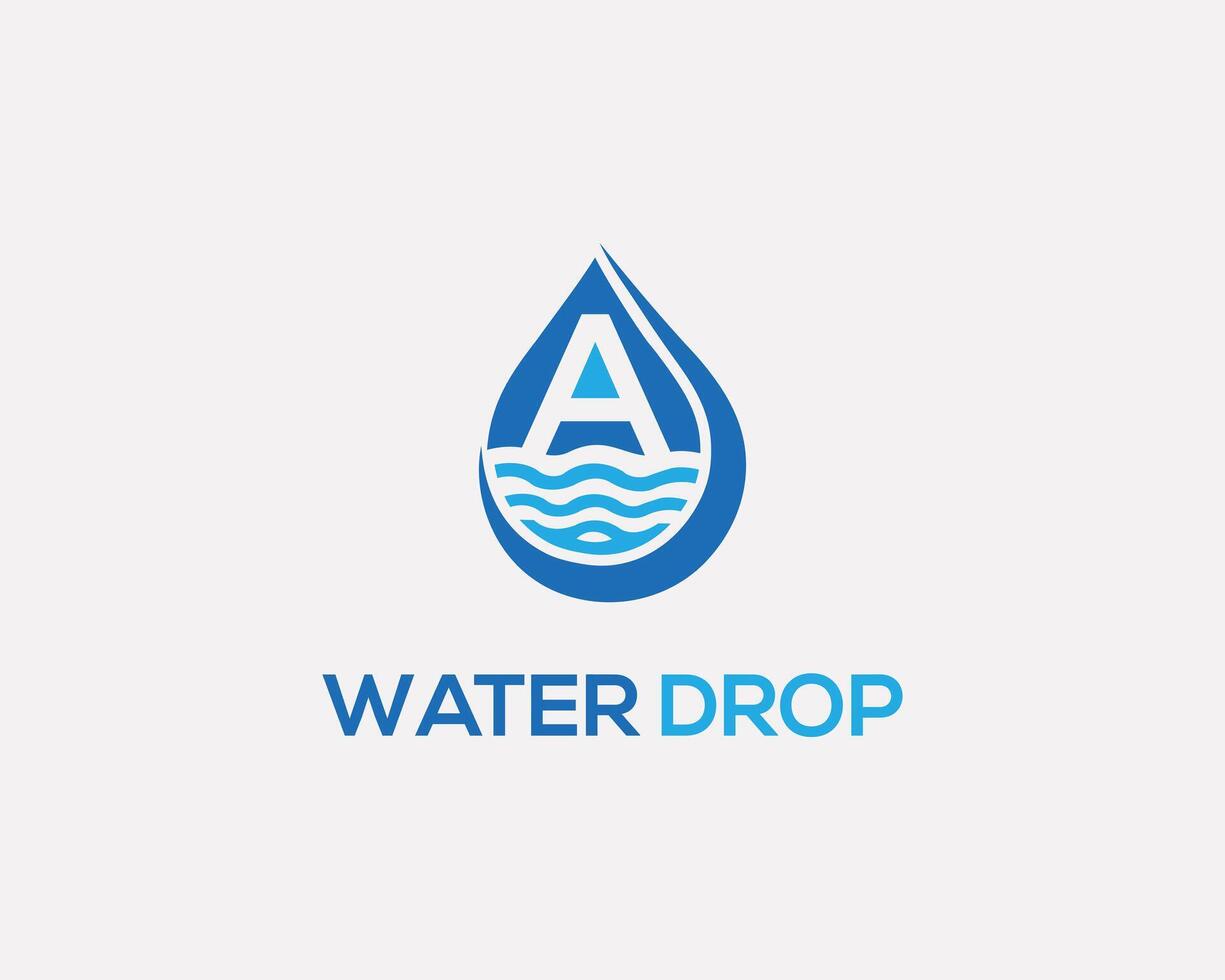 Letter A and water drop logo icon design concept template. vector