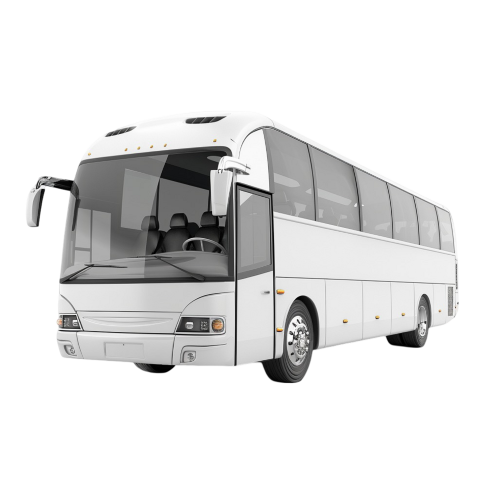 White Bus on Transparent Background AI-Generative png