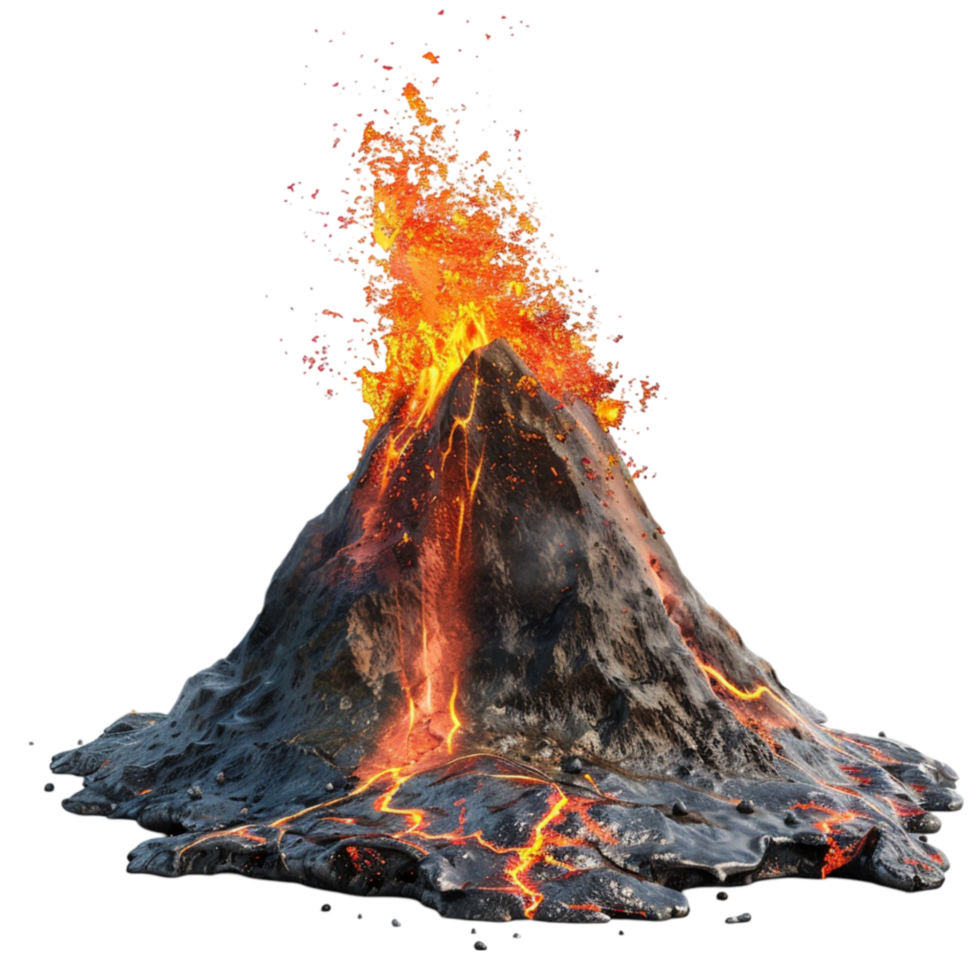 Volcano with Lava Flow AI-Generative png