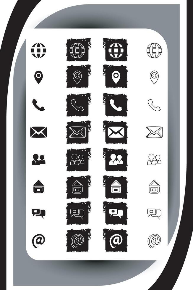 Contact related icon set, Essential Flat Stroke Circular Web Icon Set Phone Contact Location Button, Web icon, contact us icon, address, location, email, phone, Contact information symbols collection vector