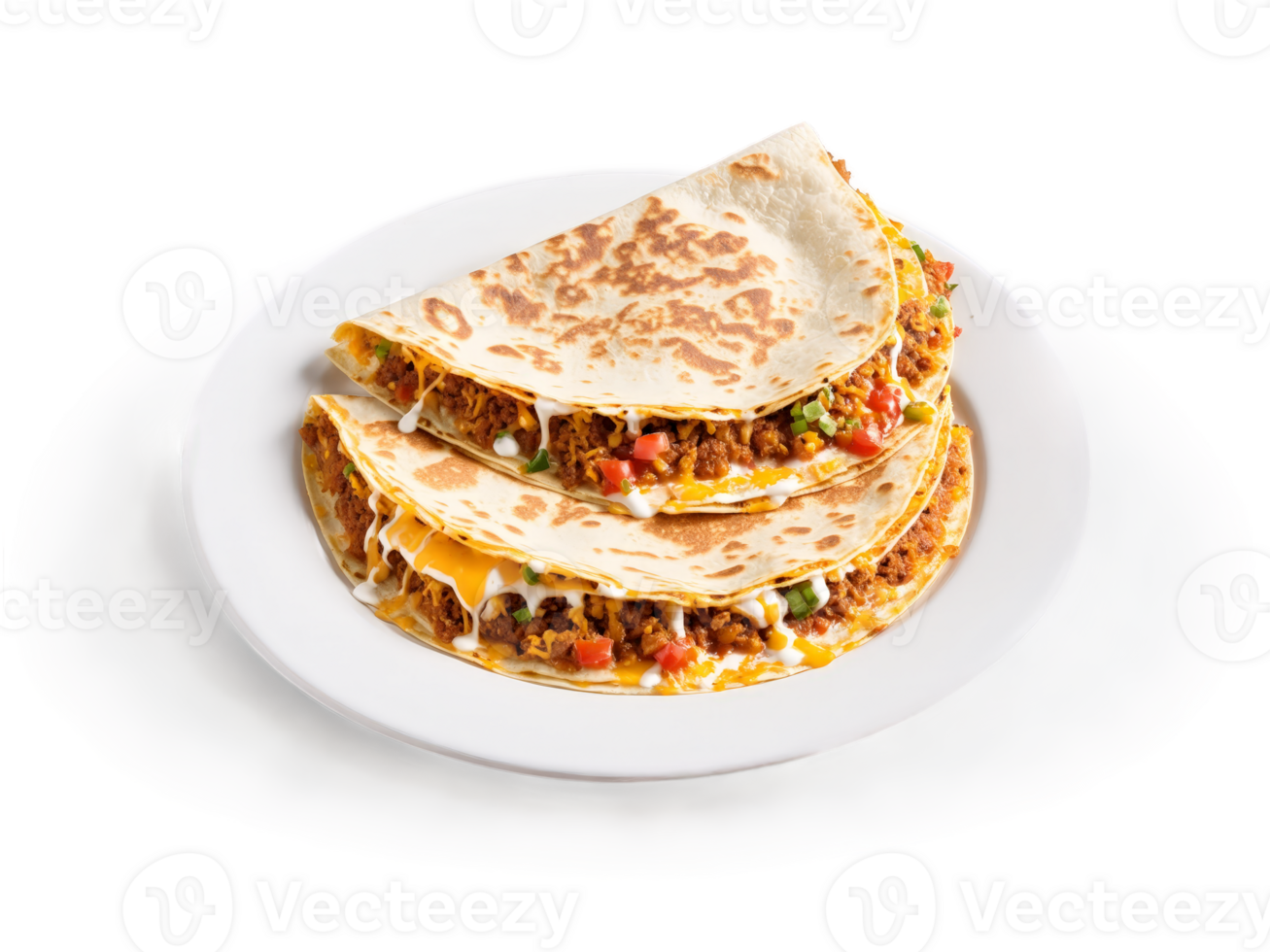 Quesadillas cheesy quesadilla served with side of salsa and sour cream png