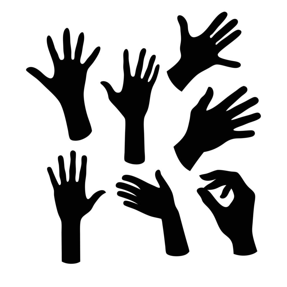 Versatile Hand Sign Set, Varied Hand Signs for Creative Design, Expressive Hand Gestures Collection vector