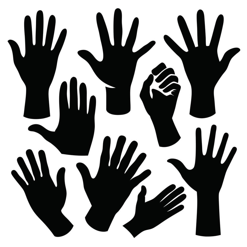 Versatile Hand Sign Set, Varied Hand Signs for Creative Design, Expressive Hand Gestures Collection vector