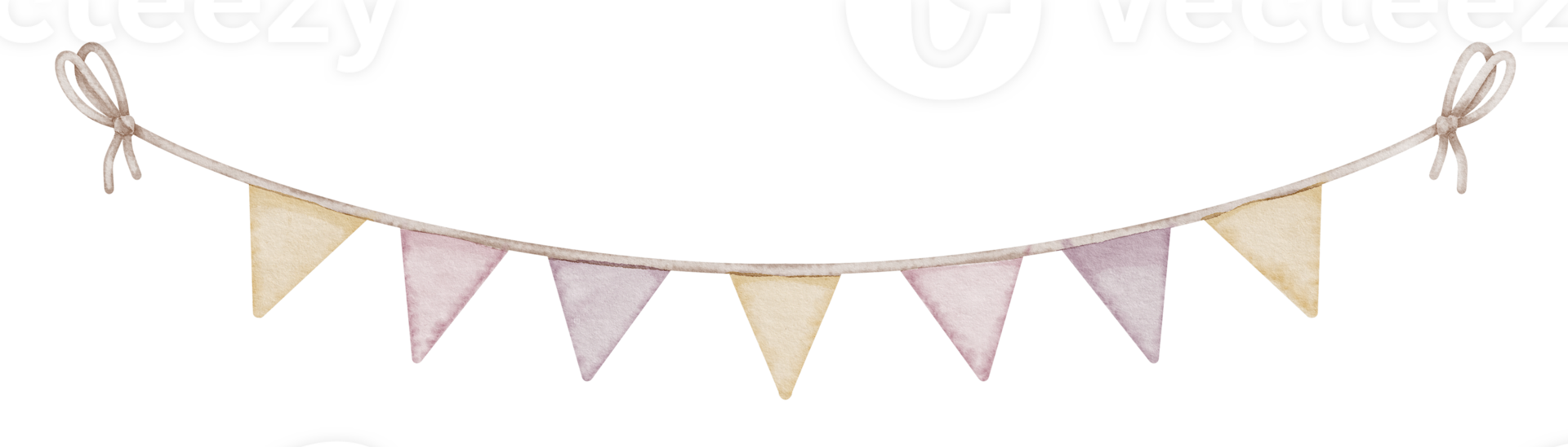 Watercolor Garland with pink and cream pastel color cute triangle Flags. Illustration of Pennant for Baby party design or Banner. Drawing of hanging for childish celebration design. Bunting for girls png