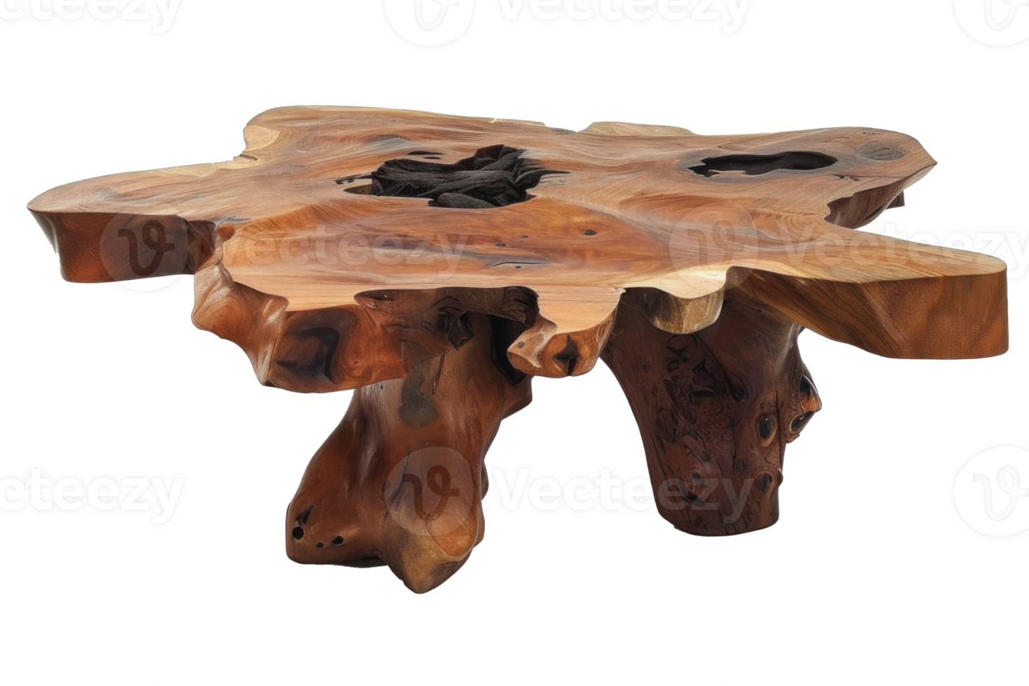 Teak root coffee table isolated on transparent background png