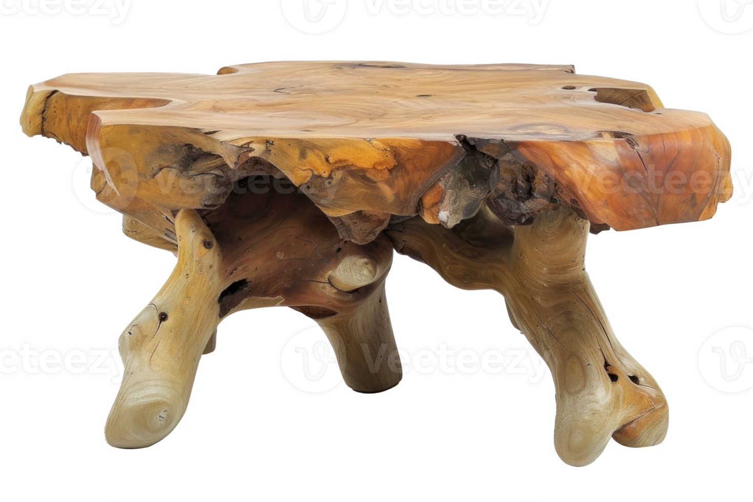 Teak root coffee table isolated on transparent background png