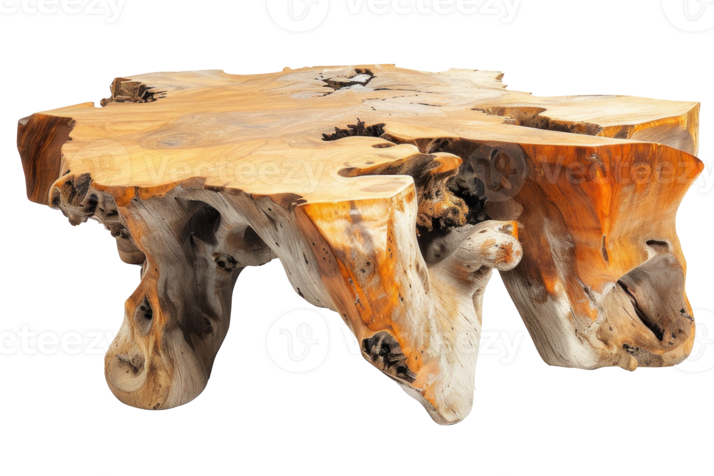 Teak root coffee table isolated on transparent background png