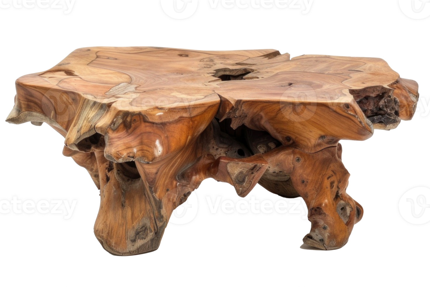 Teak root coffee table isolated on transparent background png