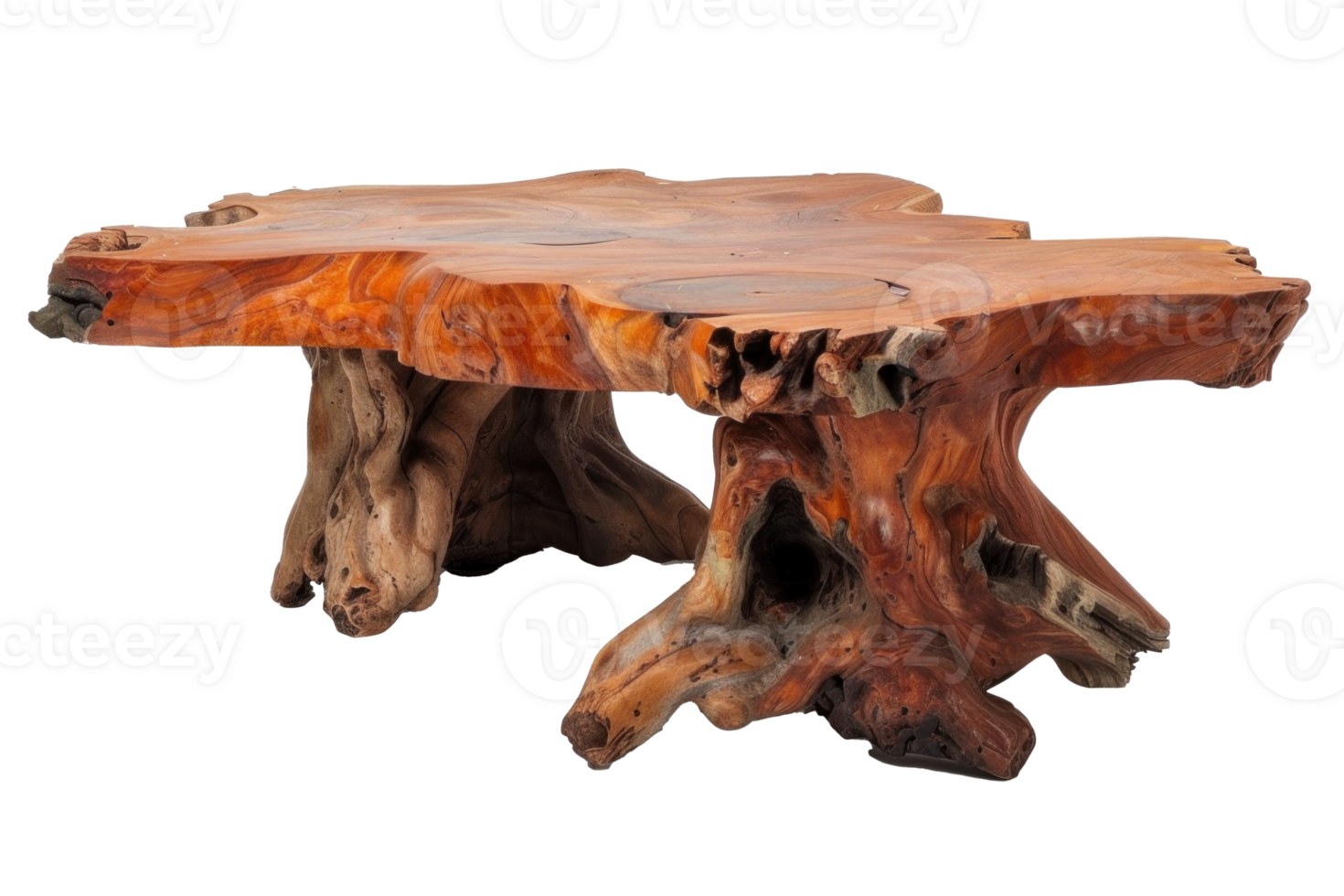 Teak root coffee table isolated on transparent background png