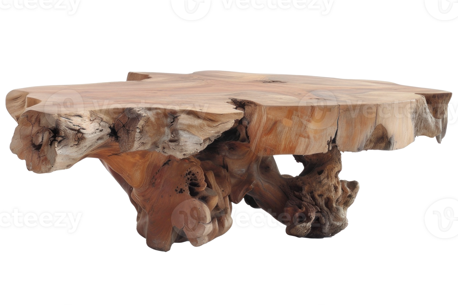Teak root coffee table isolated on transparent background png