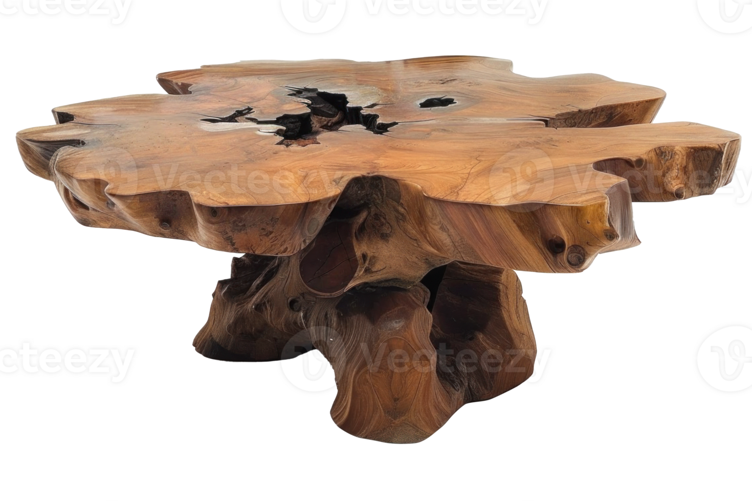Teak root coffee table isolated on transparent background png