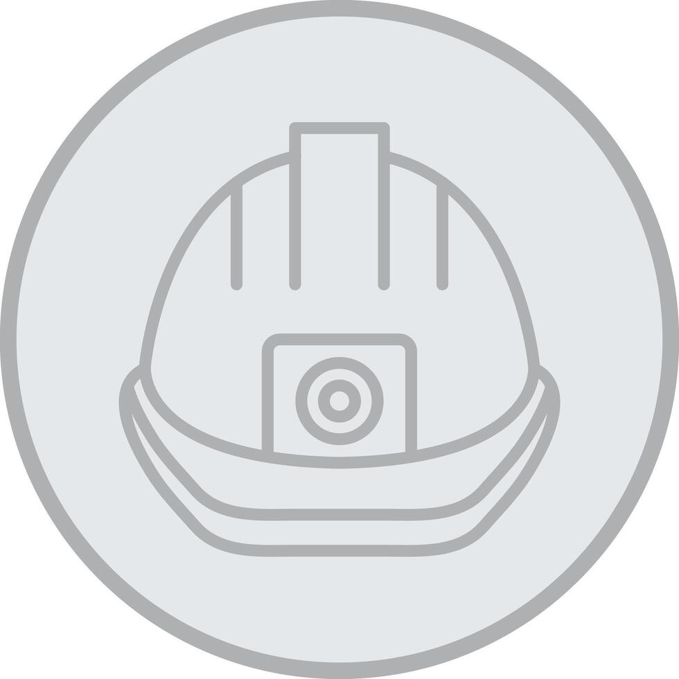 Hard Hat Grey Line Circle Icon vector