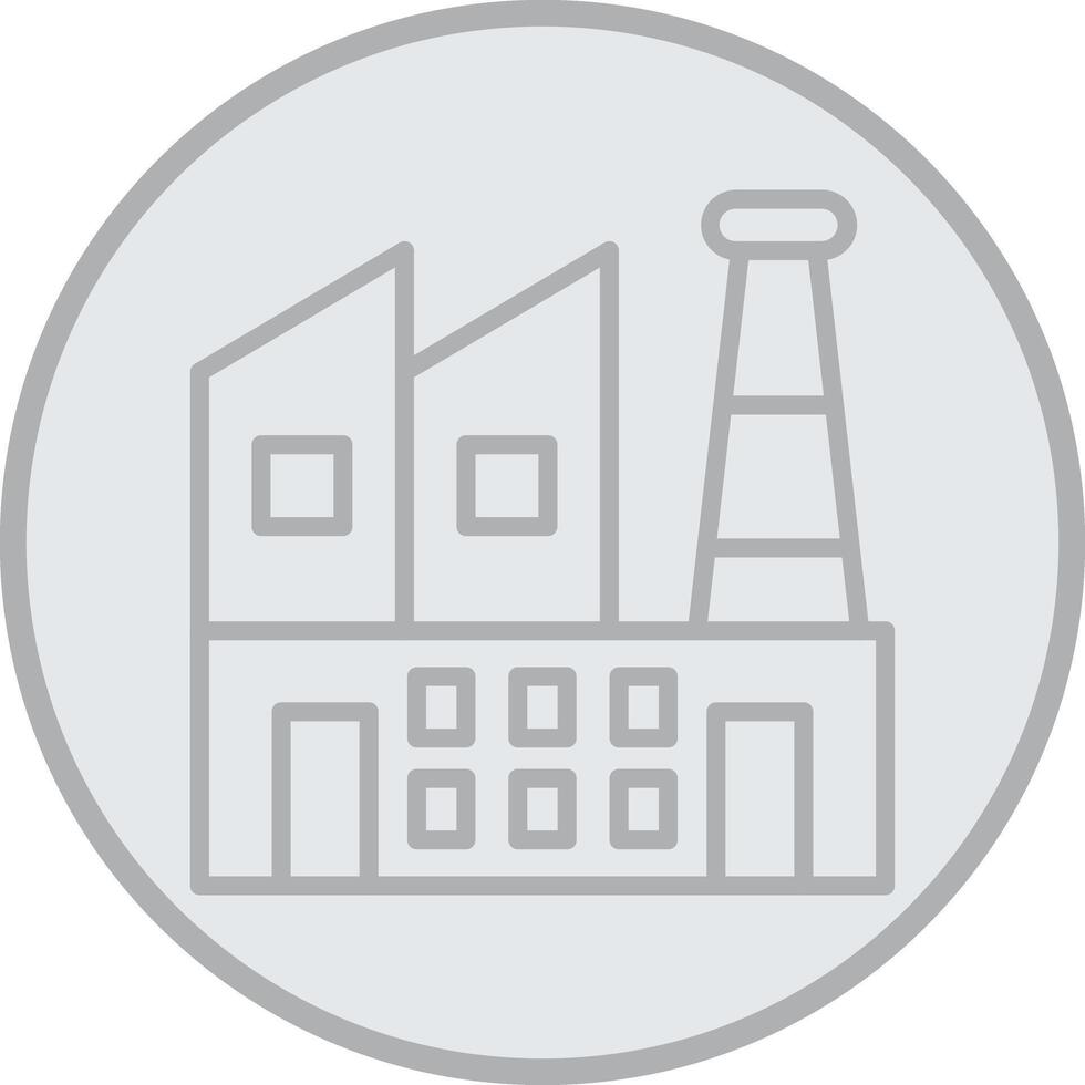 Factory Grey Line Circle Icon vector