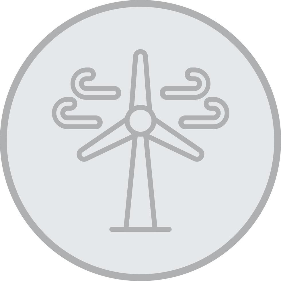Wind Turbine Grey Line Circle Icon vector