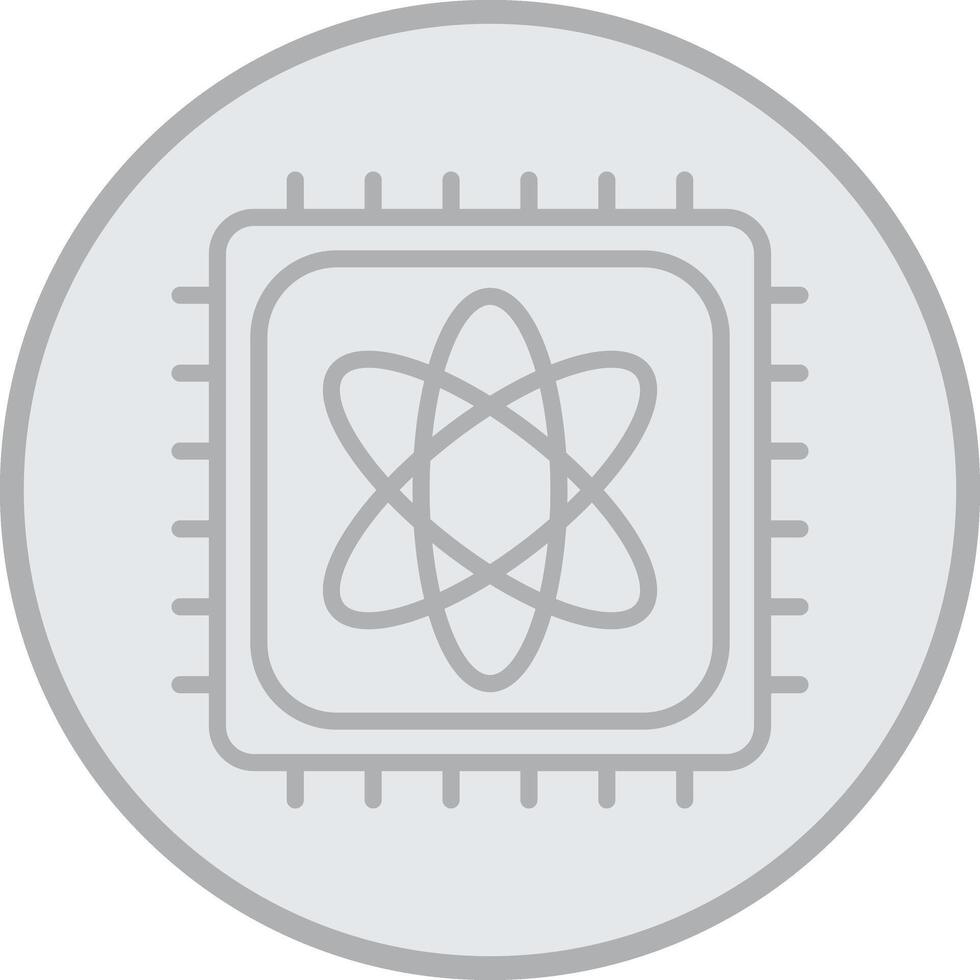 Quantum Computer Grey Line Circle Icon vector