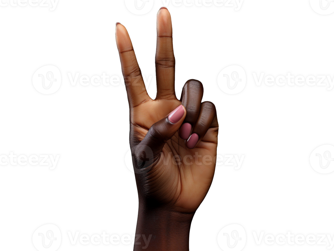 Womans hand making a peace sign png