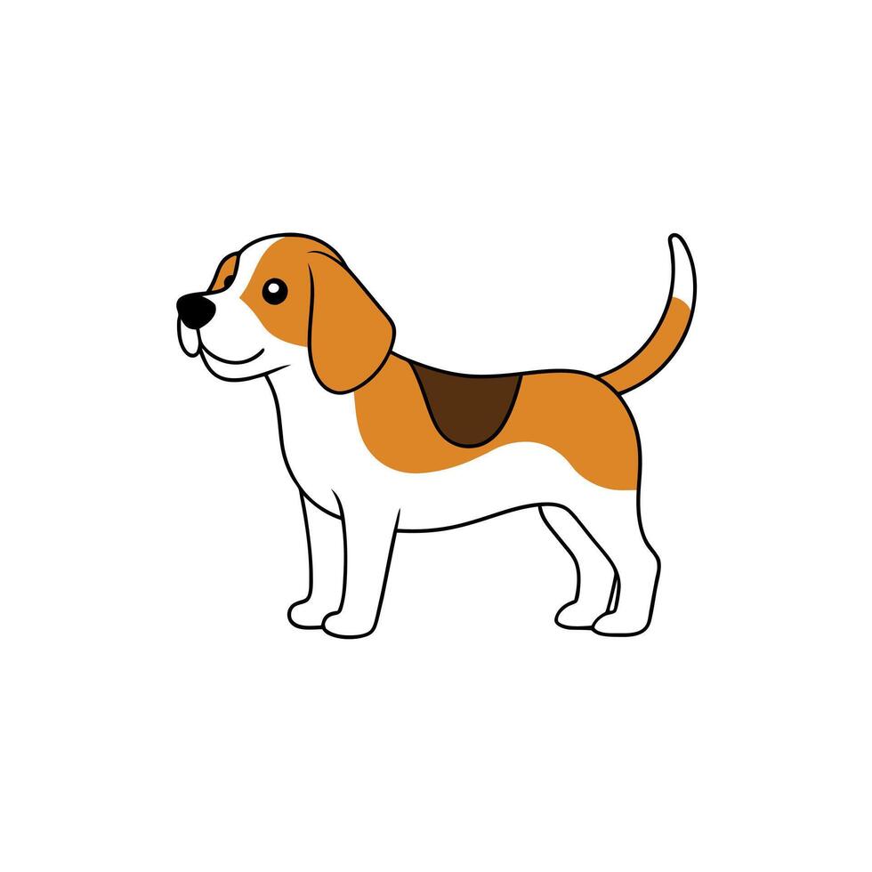 Beagle Shepherd dog stands icon illustration vector