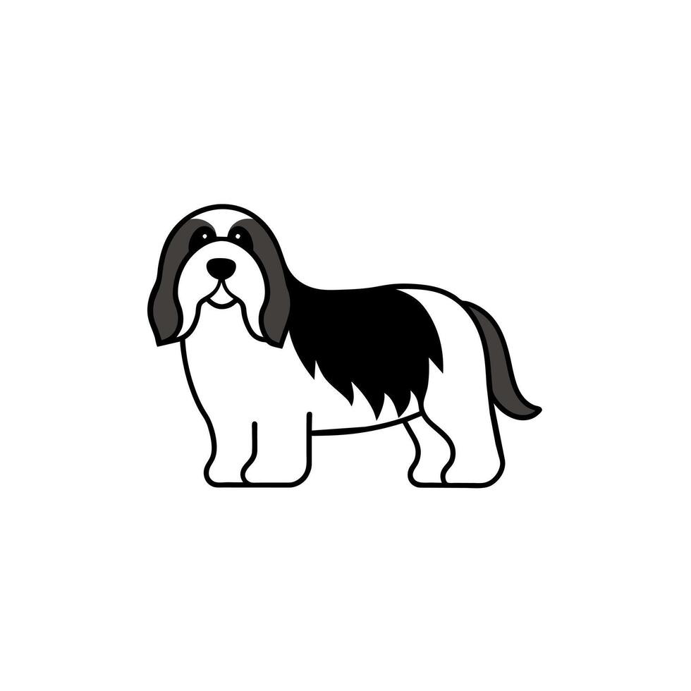 Bearded Collie dog stands icon illustration vector