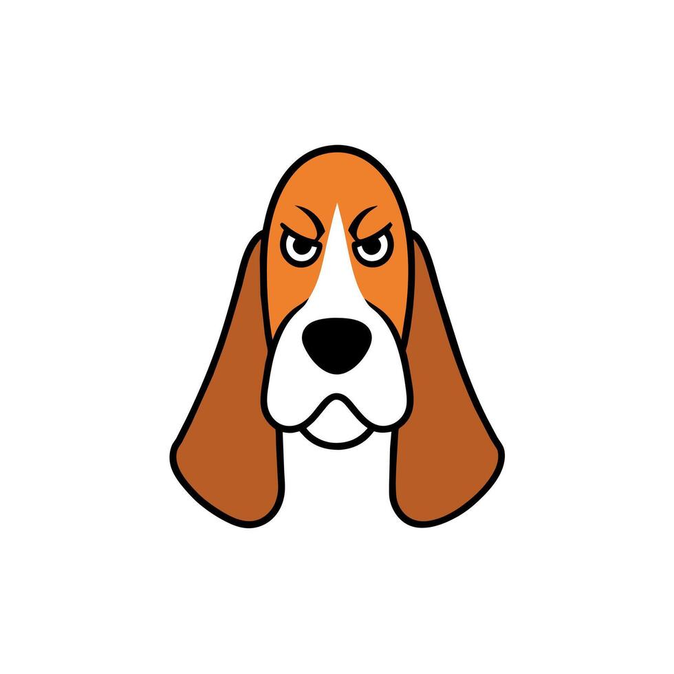 Basset Hound dog angry icon illustration vector