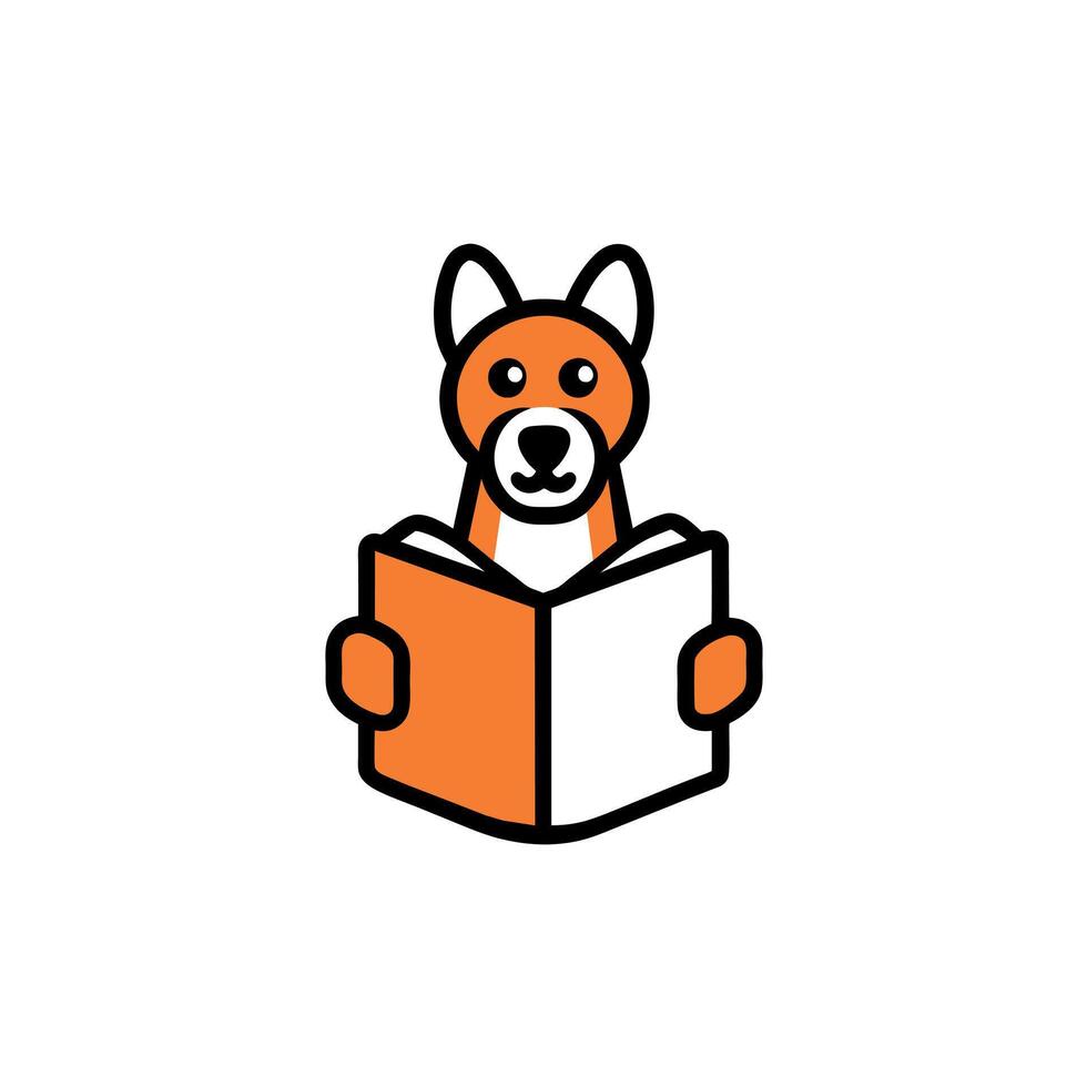 Bassetoodle dog reading icon illustration vector