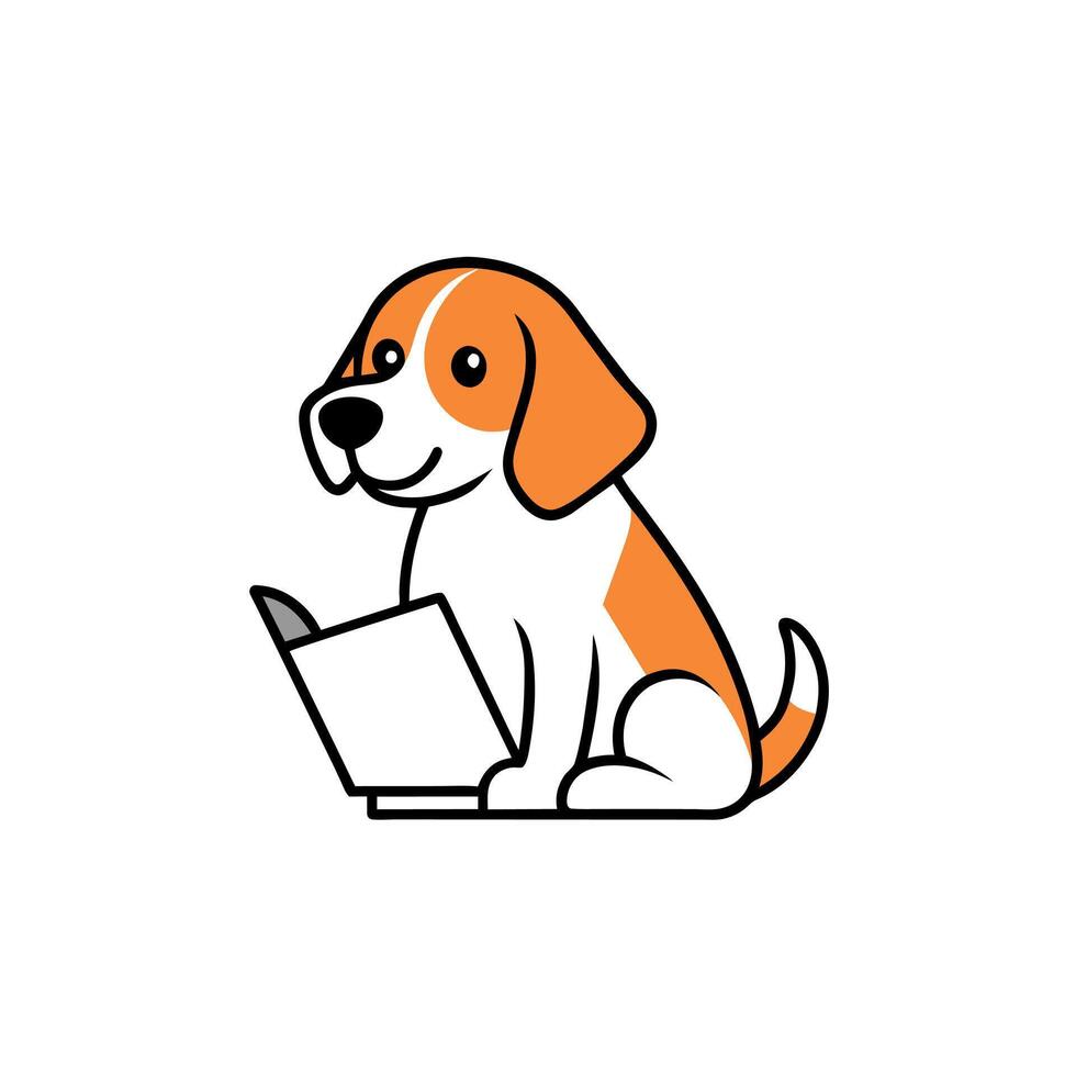 Beagle dog learns icon illustration vector