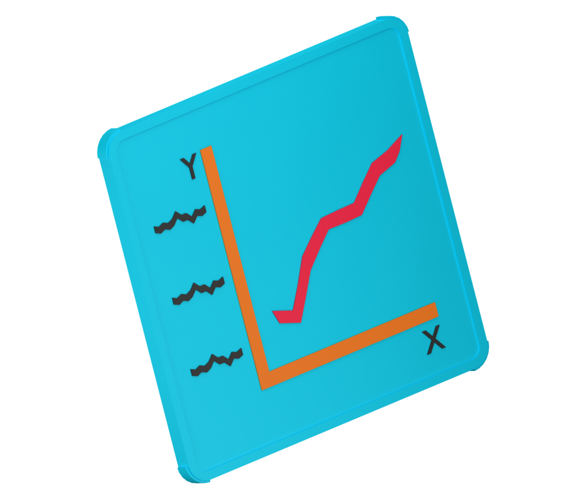 3D image illustrations of line graph with combination blue, black, pink, and orange color. Facing sideways png