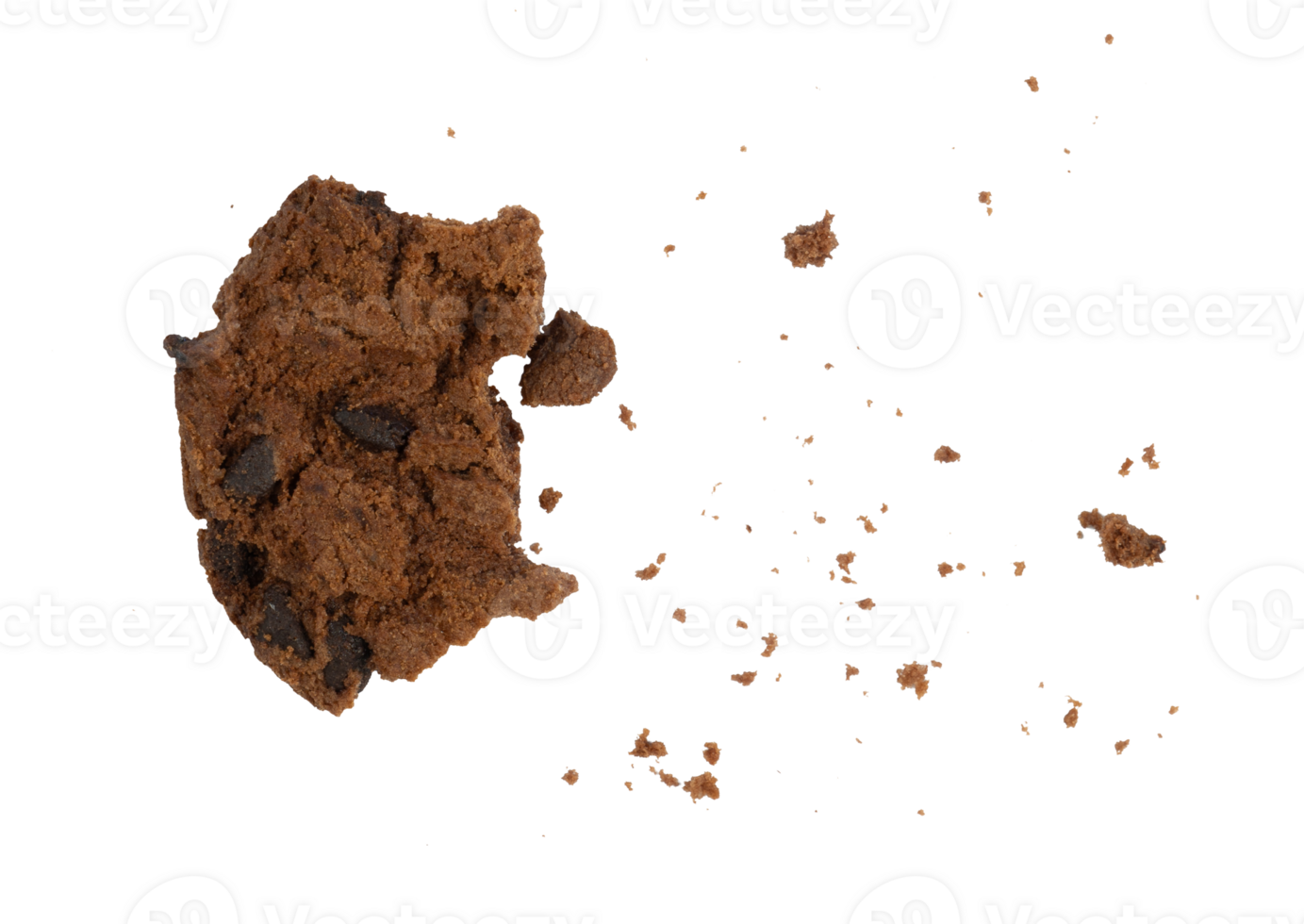 chocolate chips with crumb isolated png