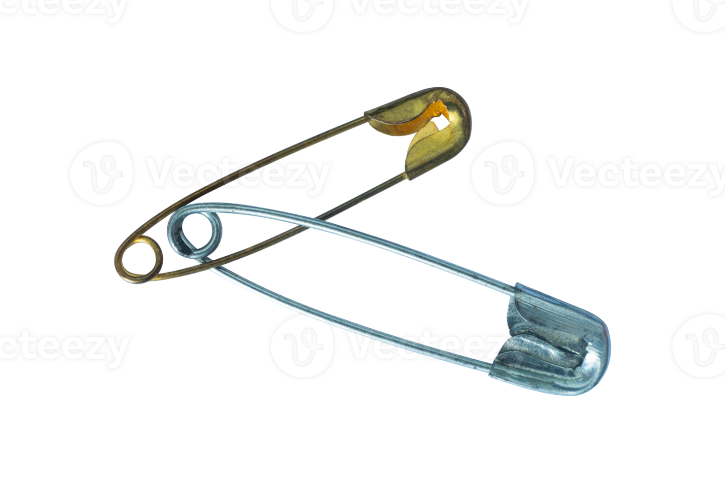 gold and silver safety pin isolated png