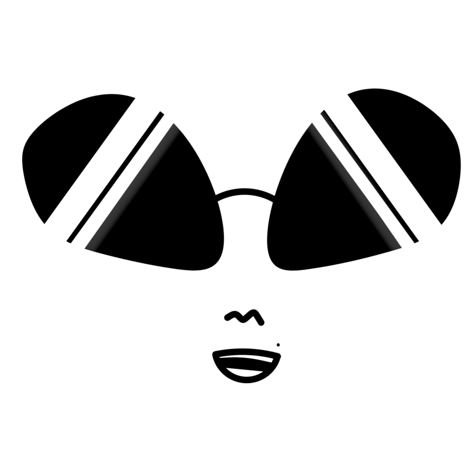 Cartoon face with dark glasses and white dentures png